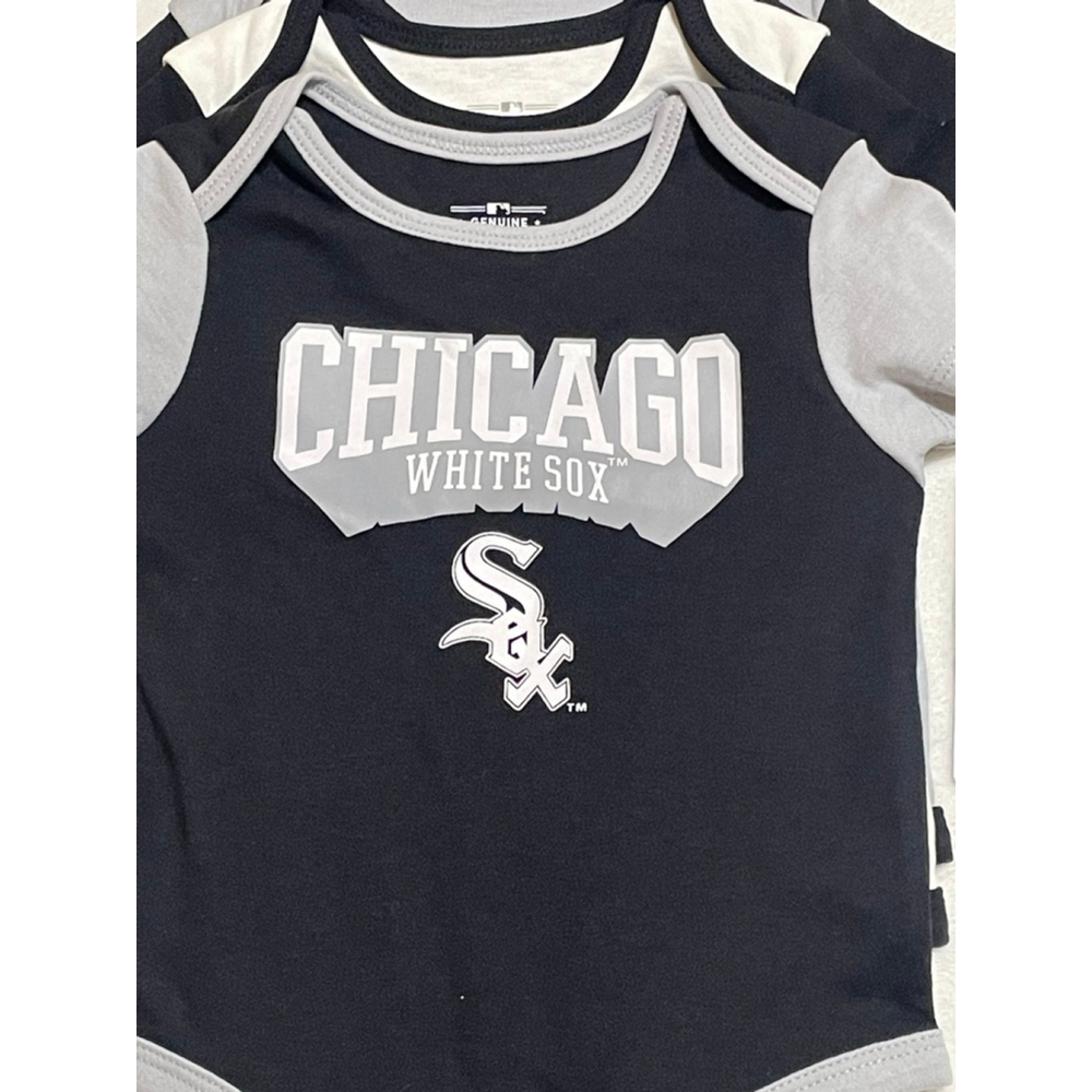 Baby Chicago White Sox Bodysuits 3-Piece Set 12 Months Black Gray - Picture 2 of 8